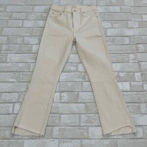 MOTHER The Insider Crop Step Fray Jeans in Cream Puffs - Sz - 27